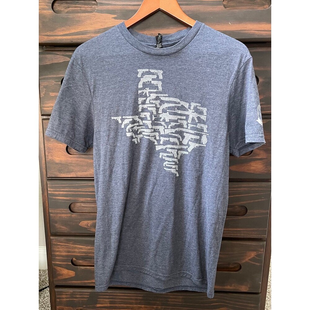 Texas State Guns T-Shirt Size M Gray Weapons Ammo Patriotic Mason Jar